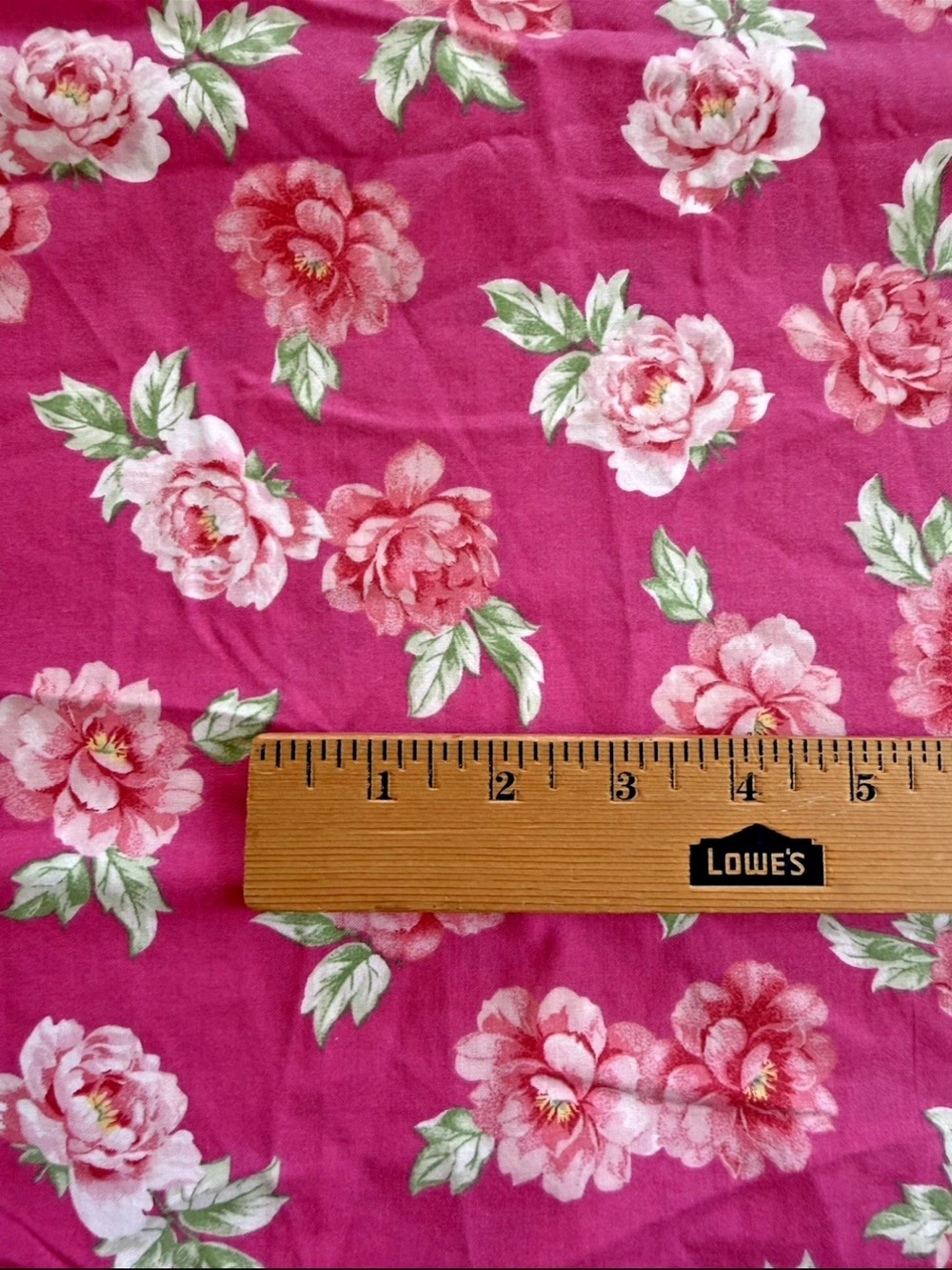 Y2K Bright Pink Quilting Cotton Floral Roses Fabric 1 Yard + 23”L X 44"W